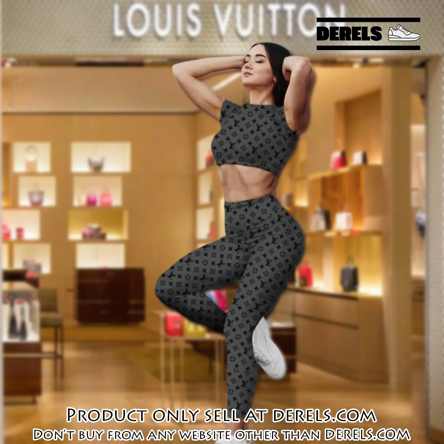 Louis vuitton sportwear combo luxury crop top tshirt and legging for women ctl1002 dr2819371